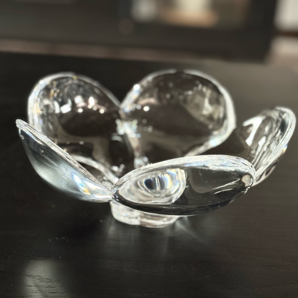 Vintage Orrefors Lars Hellsten Crystal 5 petal Flower Bowl - Picture 2 of 7
